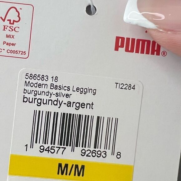 Puma Burgundy High Waist Modern Basics Sporty Leggings Size Medium - Picture 8 of 11